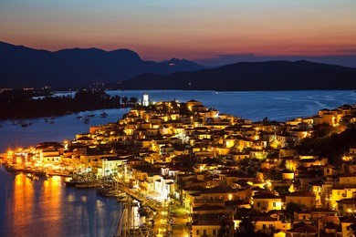 greek island poros at night, greece, 2009