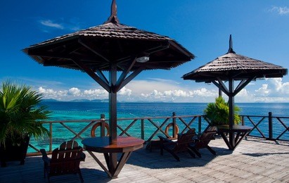 a man-made kapalai island exotic tropical resort in the middle of ocean