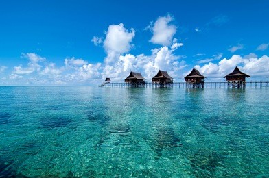 a man-made kapalai island exotic tropical resort in the middle of ocean