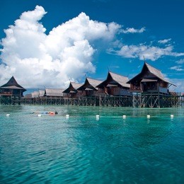 a man-made kapalai island with exotic tropical resort