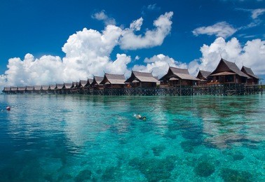 a man-made kapalai island with exotic tropical resort