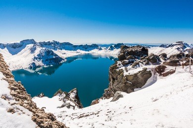 heaven lake summit of changbai moutain in winter season ,jilin ,china, asia