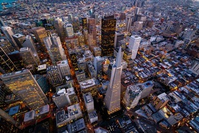 aerial cityscape view of san francisco, california, usa