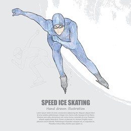hand drawn of speed ice skating. background design.