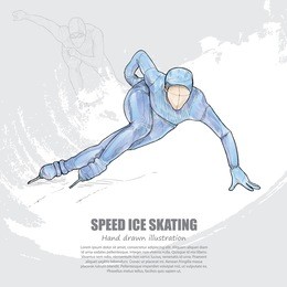 hand drawn of speed ice skating. background design.