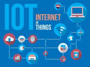 internet of things vector illustration, future of the connected devices and applications over global network iot.