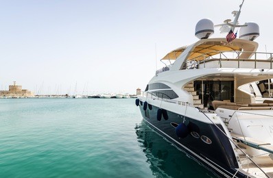 luxury yacht in rhodes harbor