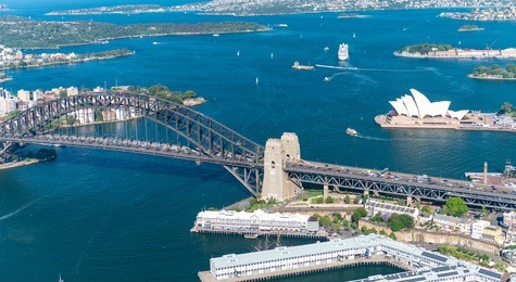 sydney harbour. stunning aerial view on a sunny day.
