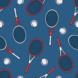 seamless pattern with sport equipment. colorful background vector. illustration with tennis rackets and balls icons. decorative wallpaper, good for printing