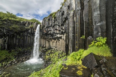 svartifoss waterfall in skaftafell national park in iceland.
