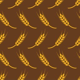seamless pattern of ears of wheat-vector illustration. the background is brown.