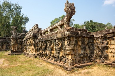 terrace of the leper king at angkor thom complex, siem reap, cambodia