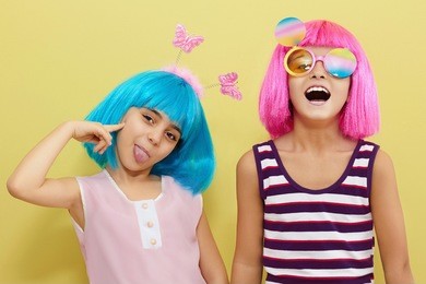 children's holiday.two little girls.funny kid friendship