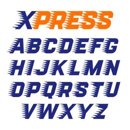 express service font. fast speed lines alphabet.vector.