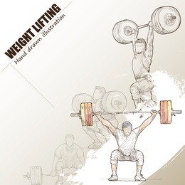 illustration of weight lifting. hand drawn. weight lifting poster. sport background.