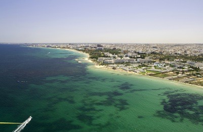 shoreline from sousse, tunisia - view from parachute