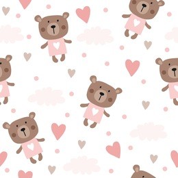 seamless teddy bear pattern vector pattern
