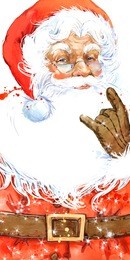 watercolor santa claus illustration. winter holiday background. 
