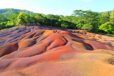  main sight of mauritius, chamarell, seven color lands. natural parks off mauritius island.
