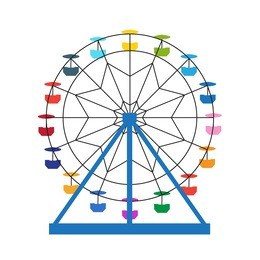 isolated colorful ferris wheel on white background