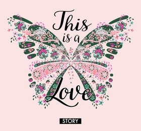 chic butterfly graphic for t-shirt