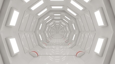 3d render. futuristic scifi interior corridor
