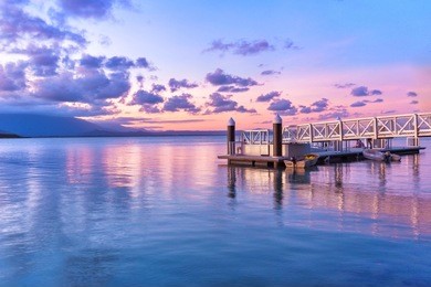 fairy floss coloured sky over port douglas, queensland australia 