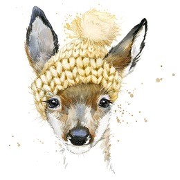 cute forest deer t-shirt graphics. watercolor illustration. poster for textiles, fashion design.