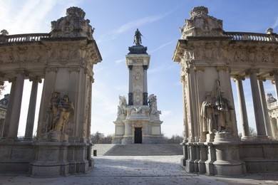 monument to king alfonso xii at famous retiro park, madrid, spain