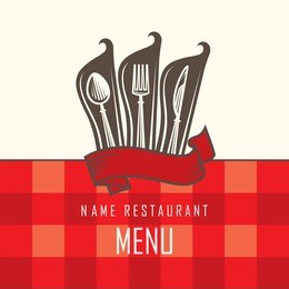 restaurant menu design with knife, spoon and fork