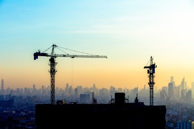 construction site on the sky in twilight time background.