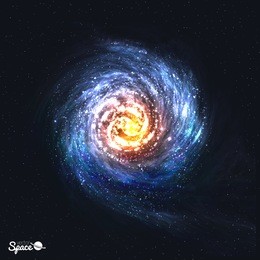 colorful realistic spiral galaxy on cosmic background. vector illustration.