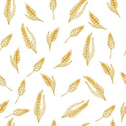 hand drawn seamless pattern with ears of wheat. vector illustration