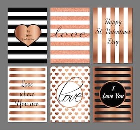 vector set valentines day modern cards in rose and black colors.