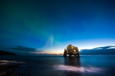 hvitserkur is a spectacular rock in the sea on the northern coast of iceland