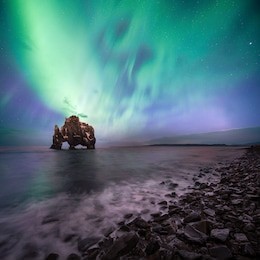 hvitserkur is a spectacular rock in the sea on the northern coast of iceland
