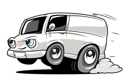 cartoon commercial van