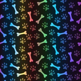 animal spectrum seamless pattern of paw footprint