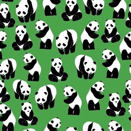 panda pattern seamless pattern green background