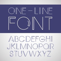 vector linear font. one line style . simple and minimalistic. font, good to use in any style labels of alcohol drinks. business card, leaflet and other printing production. abc. alphabet