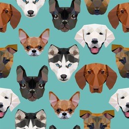 seamless pattern - polygonal dogs