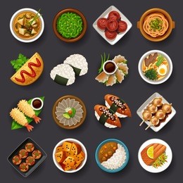 japanese food icon set