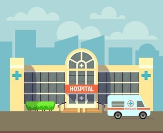  city hospital building in flat design style