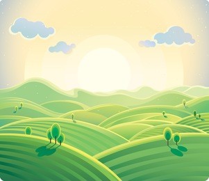 natural landscape, sunrise over the hills. 