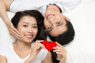 lying lovers couple in romantic scene