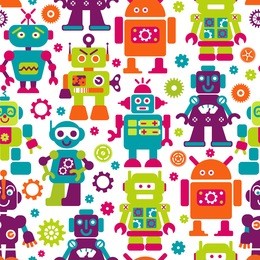 robots color seamless pattern. texture with funny toy for baby. can use for production for children.
