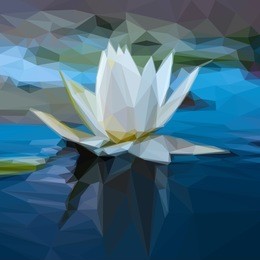 low poly design water lily flower triangular