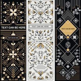 set of three decorative designs. geometric nature style.can be used for labels, packages, cards, prints, web design, fashion, leaflet, cosmetics invitations etc. editable vector illustration file.