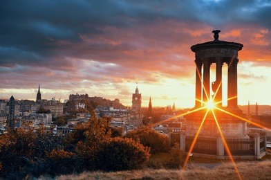 edinburgh city skyline viewed from calton hill. united kingdom.