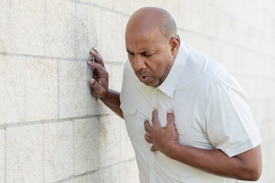 man having a heart attack. 
